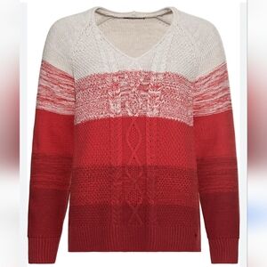 Olsen Europe Red Maple Cable Cotton Knit Sweater Size XL NWT